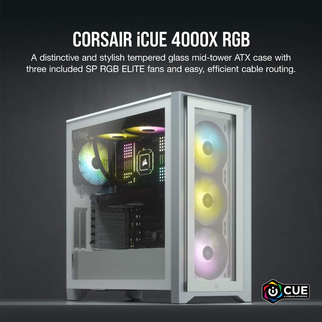 CASE CORSAIR iCUE 4000X RGB TG White (CC-9011205-WW) Model : 4000X-RGB-WH Vendor Code : CC-9011205-W