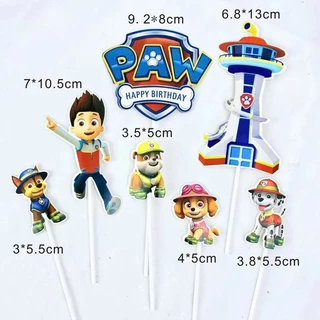 ป้ายปักเค้ก Paw Patrol ป้ายรถการ์ตูน (ชุด7ชิ้น)