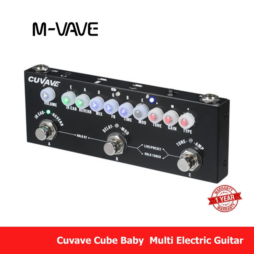 Cuvave Cube Baby  Multi Electric Guitar  เอฟเฟคกีตาร์ มัลติเอฟเฟค 5 เสียง มีแบตในตัว ต่อคอมได้ มีบลู