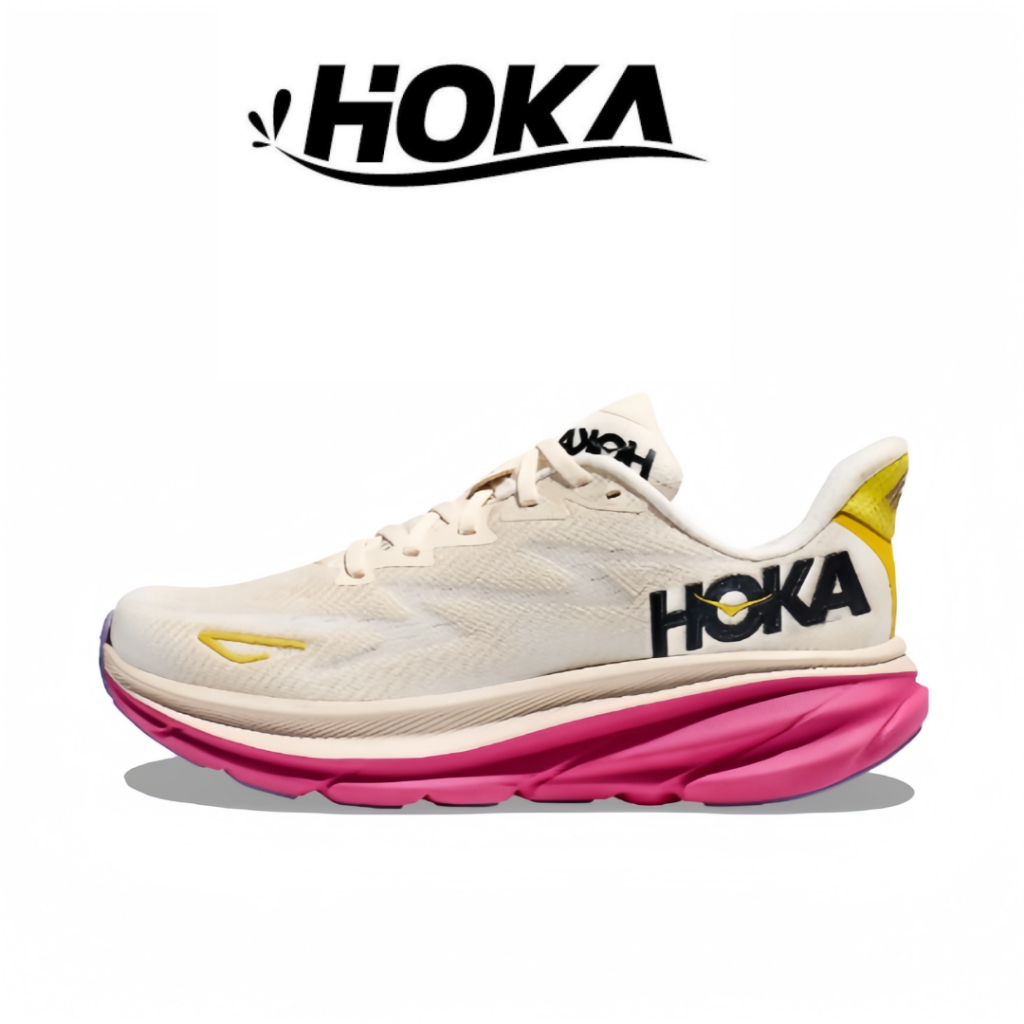 HOKA ONE ONE Clifton 9 รองเท้า ของแท้ 100 % เอคน๊อคแชมเปญขาว