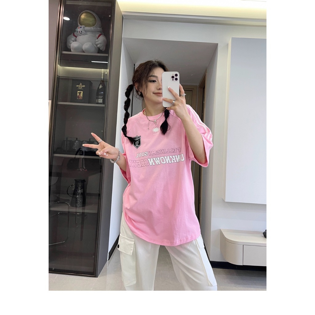 ส่งทันที Cici(NO. 8922) เสื้อยืดทรงโอเวอร์ไซส์ พิมพ์ลายอักษร สไตล์อเมริกัน - รูปที่ 6