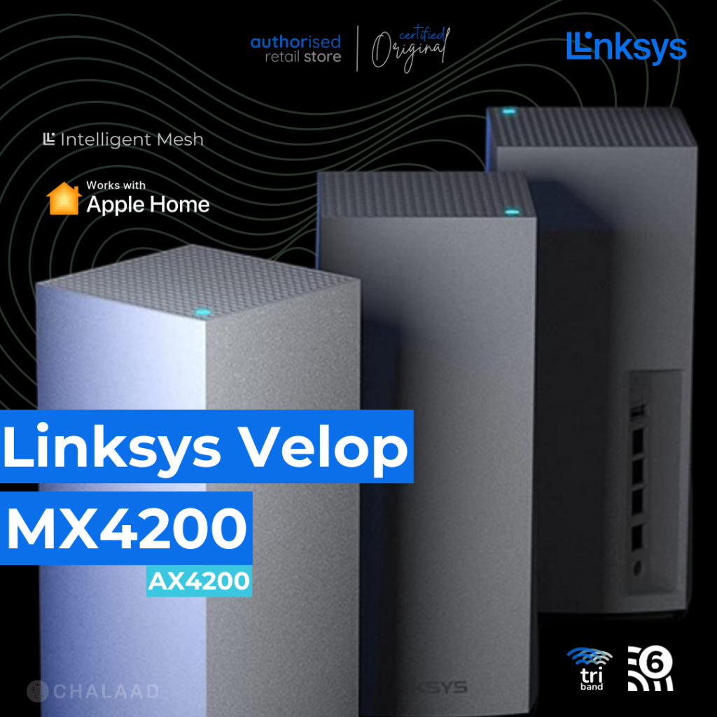 Linksys Velop MX4200 Tri-Band AX4200 Mesh Wi-Fi 6 Router เราเตอร์ไวไฟ 6 รองรับ Apple HomeKit / HomeKit Secure Router