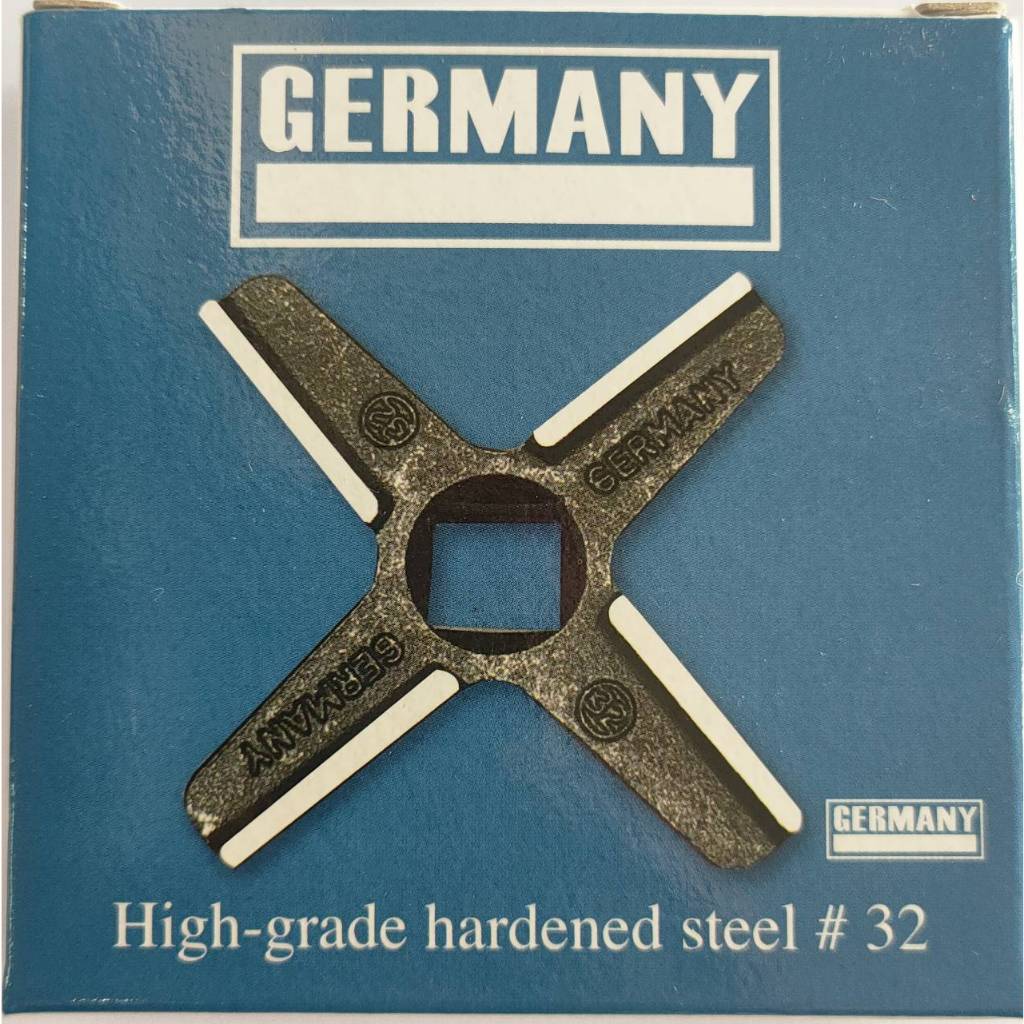ใบมีดบดเนื้อ #32 ก้านตรง 2ชั้น  GERMANY  กล่องฟ้า-ขาว (04-1010)