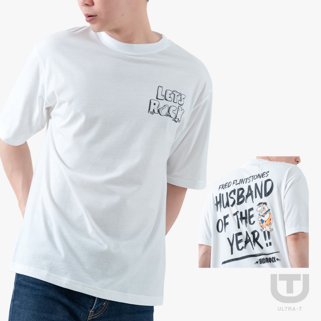 DOSH-UT MEN'S OVERSIZED T-SHIRTS THE FLINTSTONES เสื้อยืดโอเวอร์ไซส์ FLFMT5004-OW