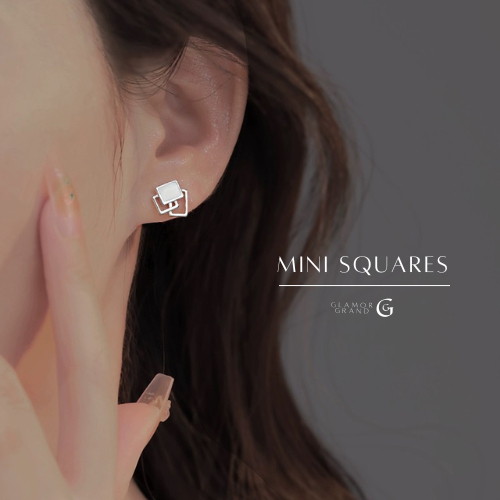 OUTLETS ล้างสต็อกจากโรงงานตรง ต่างหูเงิน ตุ้มหูแฟชั่นเกาหลี ต่างหูสไตล์มินิมอล mini squares