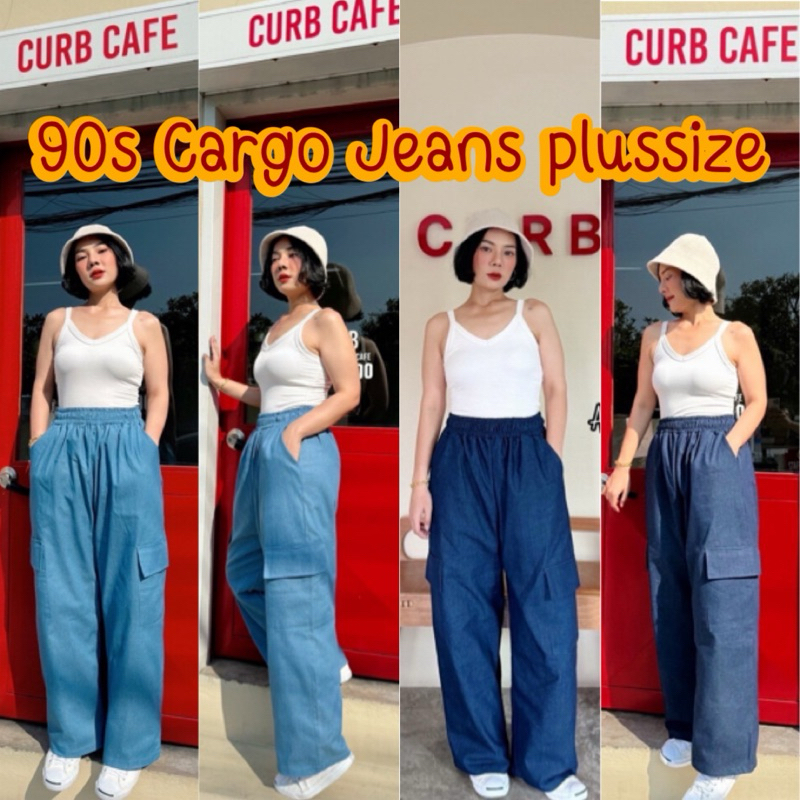 90s Cargo Jeans plussize กางเกงคาร์โก้ ผ้ายีนส์ ทรงสวย ไซส์ใหญ่ YY