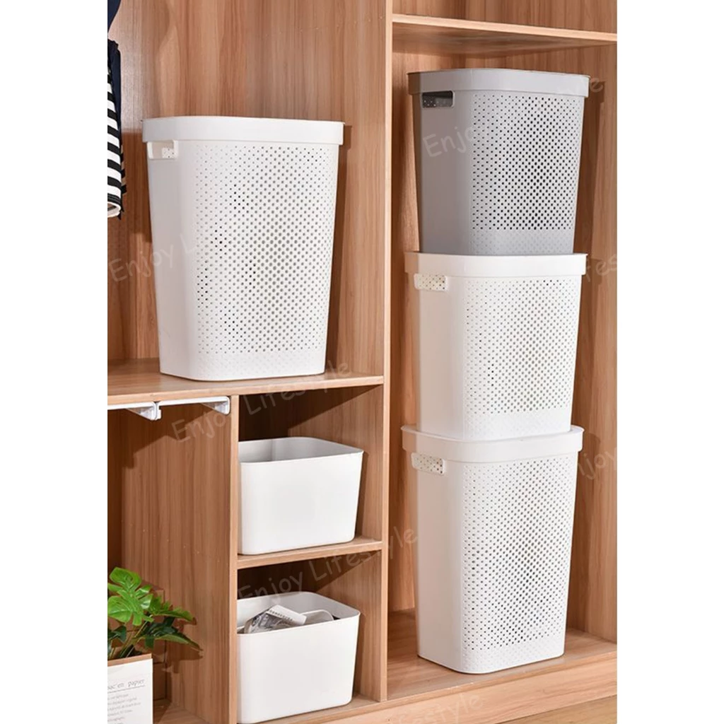 [พร้อมส่ง] 45L/60Lตะกร้าผ้ามีฝาปิด ตะกร้าอเนกประสงค์ ตะกร้าผ้าพลาสติกclothes basketความจุสูง จัดเก็บเสื้อผ้า thumbnail 10