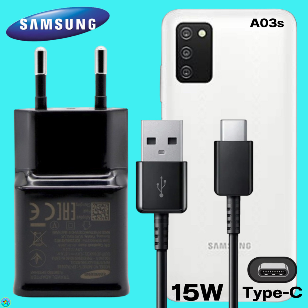 ที่ชาร์จ อะแดปเตอร์ Samsung 15W (eu) Type-C USB-A ซัมซุง A03s Adaptive Fast Charging ชาร์จด่วนเร็วไว หัว+สาย 1-2 m.