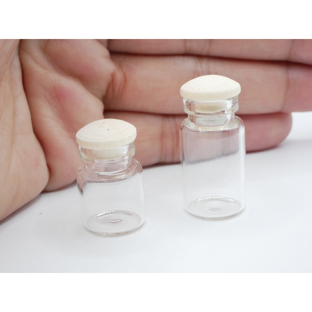 โหลแก้วจิ๋ว+ฝาไม้ โหล โหลแก้ว โหลจิ๋ว ของจิ๋ว ของตกแต่ง บ้านตุ๊กตา Dollhouse