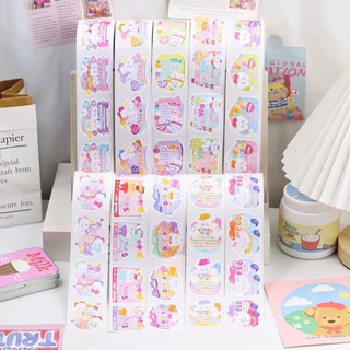 สติ๊กเกอร์ติดกล่อง STICKER ROLL แบรนด์Natty.tape สติ๊กเกอร์ม้วน 250ดวง ระวังแตก ขอบคุณ Thankyou ถ่ายวิดิโอ vdo cod