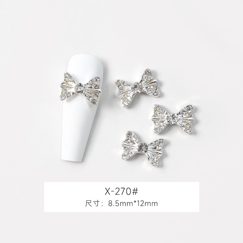 อะไหล่ตกแต่งเล็บ โบว์ โบว์ติดเล็บ โบว์เพชร สีเงิน สีทอง รหัส X-269/ X-270  ราคาต่อ1ชิ้น - รูปที่ 5