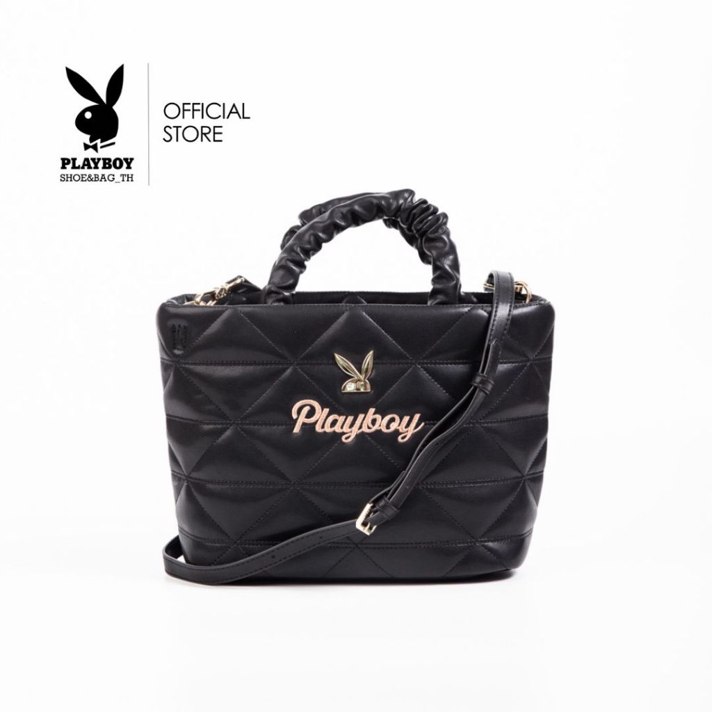 Playboy:Bonny Women's Bag กระเป๋าสะพายข้างผู้หญิงรุ่น ST-B241PB553 ดีไซน์ทรงชอปปิ้งเย็บนวมนุ่มหูย่น 