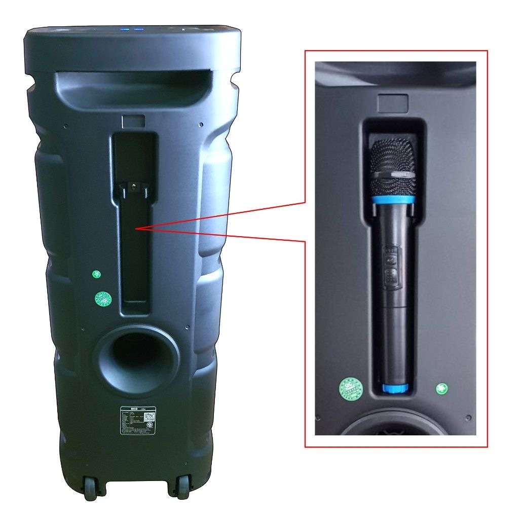 SKG ลำโพง พกพา บลูทูธ ล้อลาก 10นิ้วx2ดอก 40wRMS ขยาย 21,000 W ไมค์ลอย 1ตัว ไฟวิบวับ (ปิด-เปิดได้) รุ่น KG-052 สีดำ