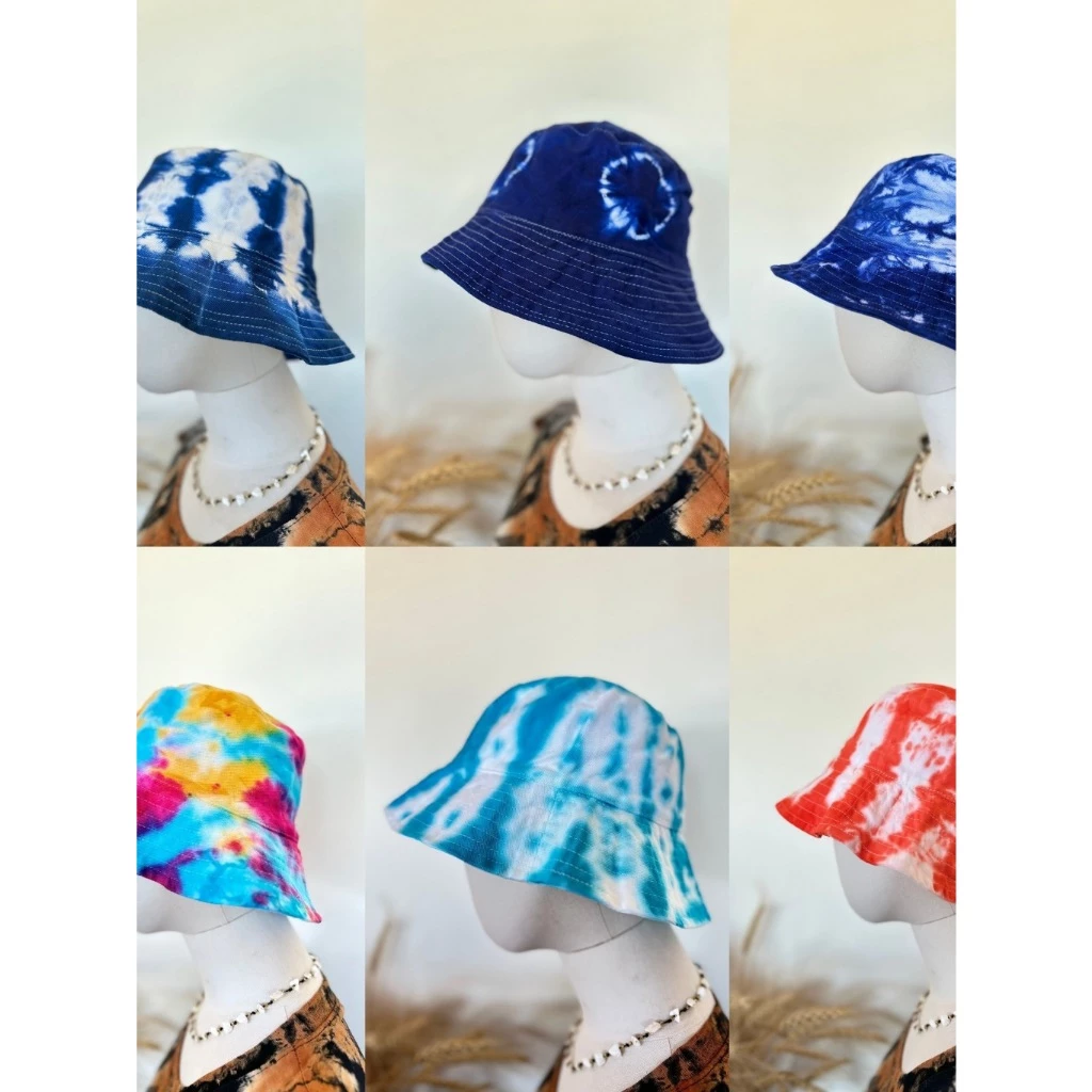 หมวกบักเก็ต งานมัดย้อมคราม+พาสเทล   ใส่ได้ทุกเพศทุกวัย พร่อมส่ง