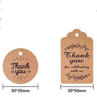 ป้ายแท็ก tag ห้อยสินค้า Thank You (บรรจุ100 ป้าย/แพ็ค พร้อมเชือกป่าน20เมตร)
