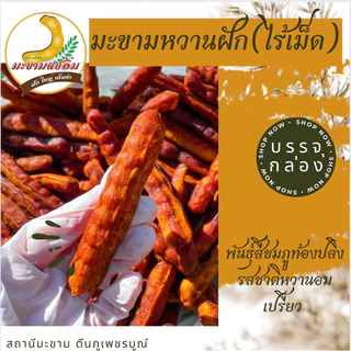 มะขามหวานพันธุ์สีชมภูท้องปลิงฝักยาว ไร้เม็ด 200 กรัม