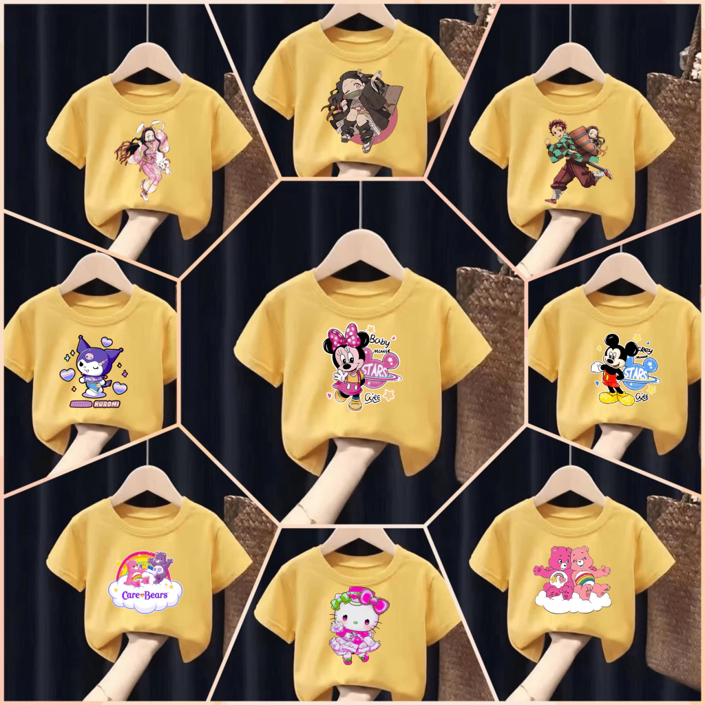 เสื้อยืดเด็กพิมพ์ลายการ์ตูน น่ารักๆๆ เนื้อผ้าฝ้าย "สีเหลือง" Pattern 253-264