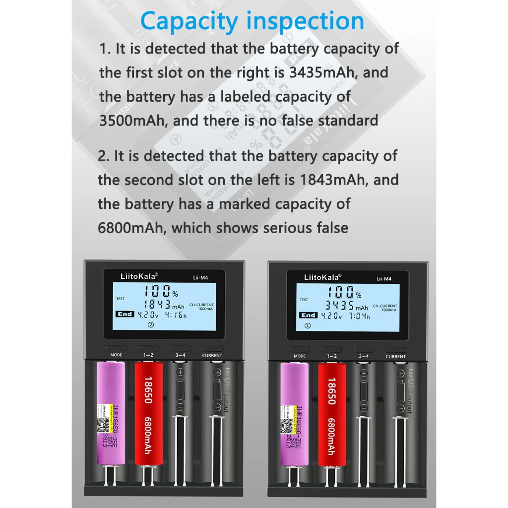 เครื่องชาร์จถ่าน Liitokala Lii-M4 ราง 4 ช่อง สำหรับ ถ่าน18650 ถ่านAA ถ่านAAA Ni-MH Li-ion มีโหมดTest