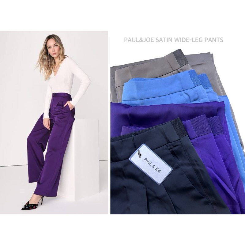 PAUL&JOE กางเกงผ้าซาติน ทรงขากว้าง SATIN WIDE-LEG PANTS