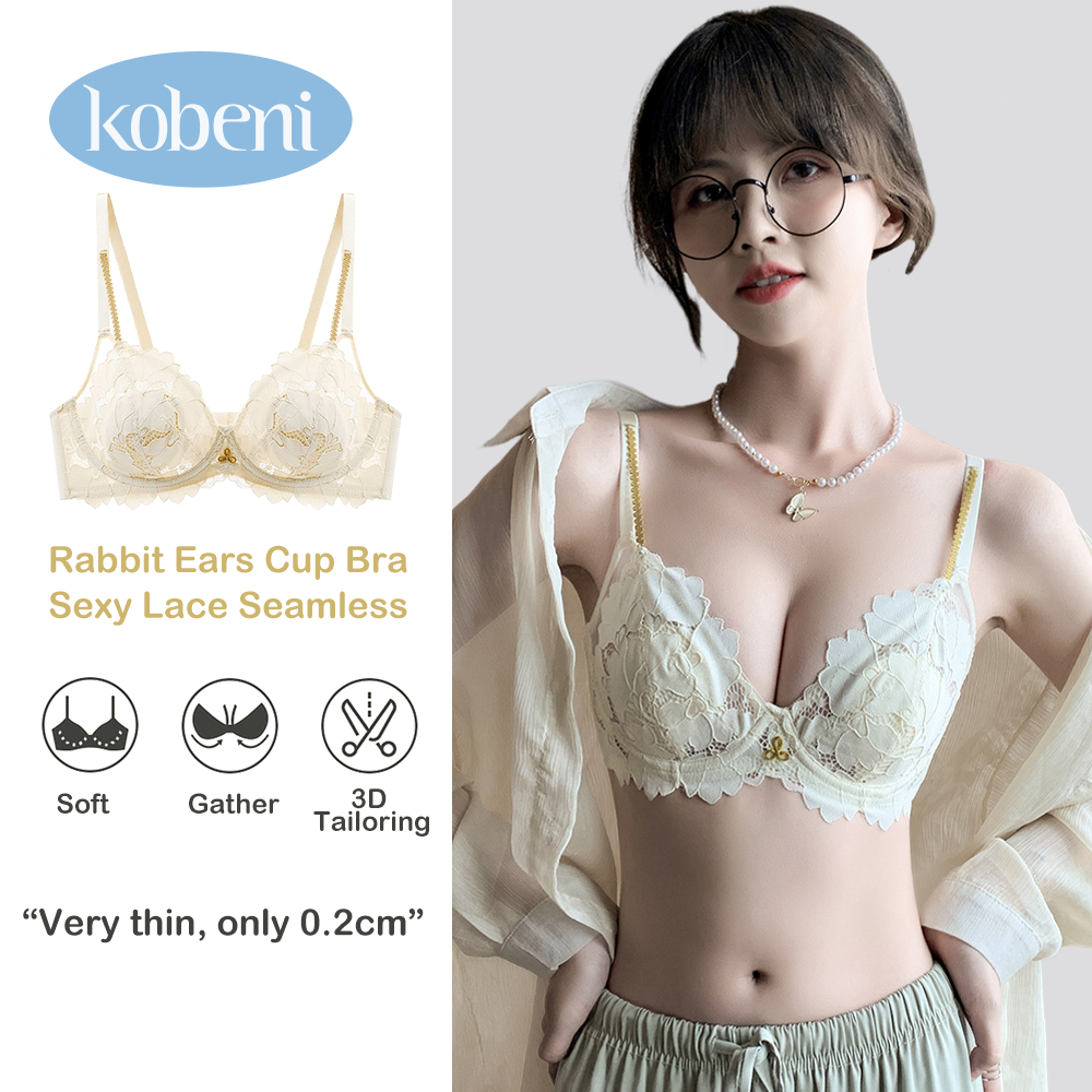 KOBENI ชุดชั้นในลูกไม้ ปักลาย เซ็กซี่ ไร้สาย นุ่ม บาง ใส่สบาย ดันทรง สําหรับผู้หญิง