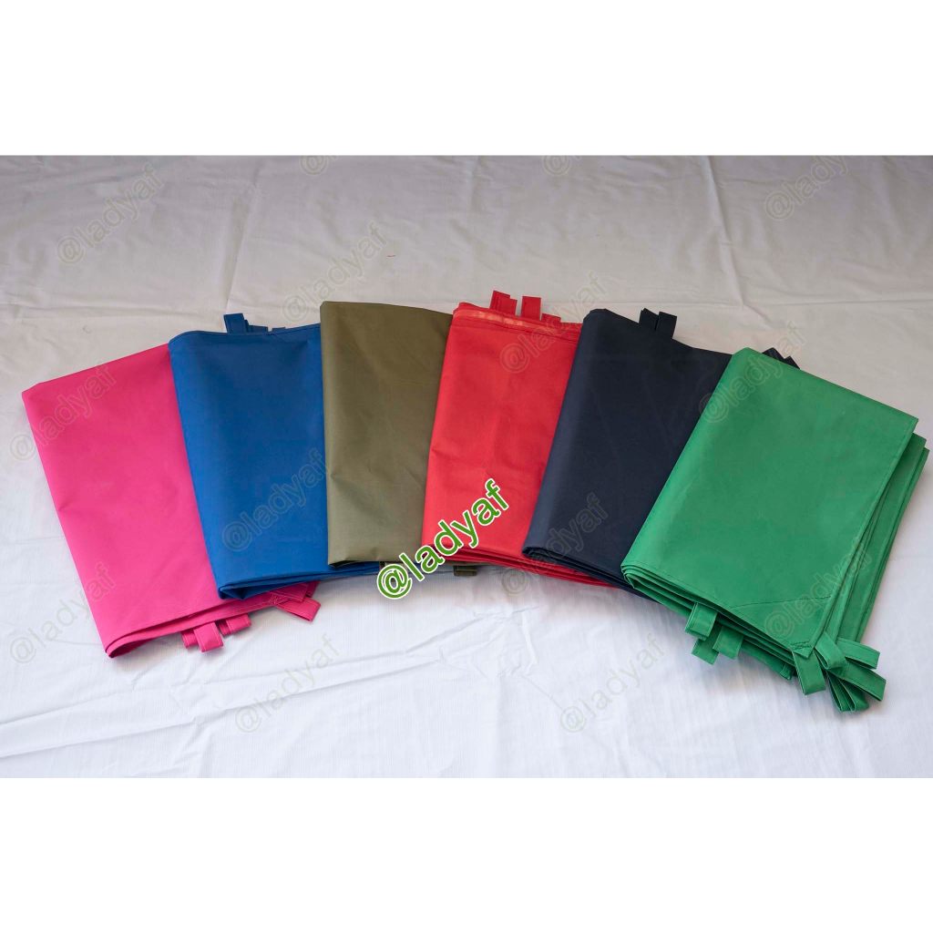 ผ้าใบแบบหนา เนื้อผ้า 600D เคลือบ PVC สำหรับกางกันแดดกันฝน มีสีกรม,สีน้ำเงิน,สีชมพู,สีเขียว,สีเขียวขี้ม้า,สีแดง (สุ่มสี)