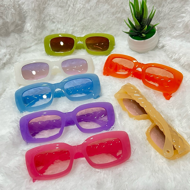 แว่นตากันแดดขาเหลี่ยม สีเยลลี่ใหม่ แว่นแฟชั่น [[ร้านไทย พร้อมส่ง]]