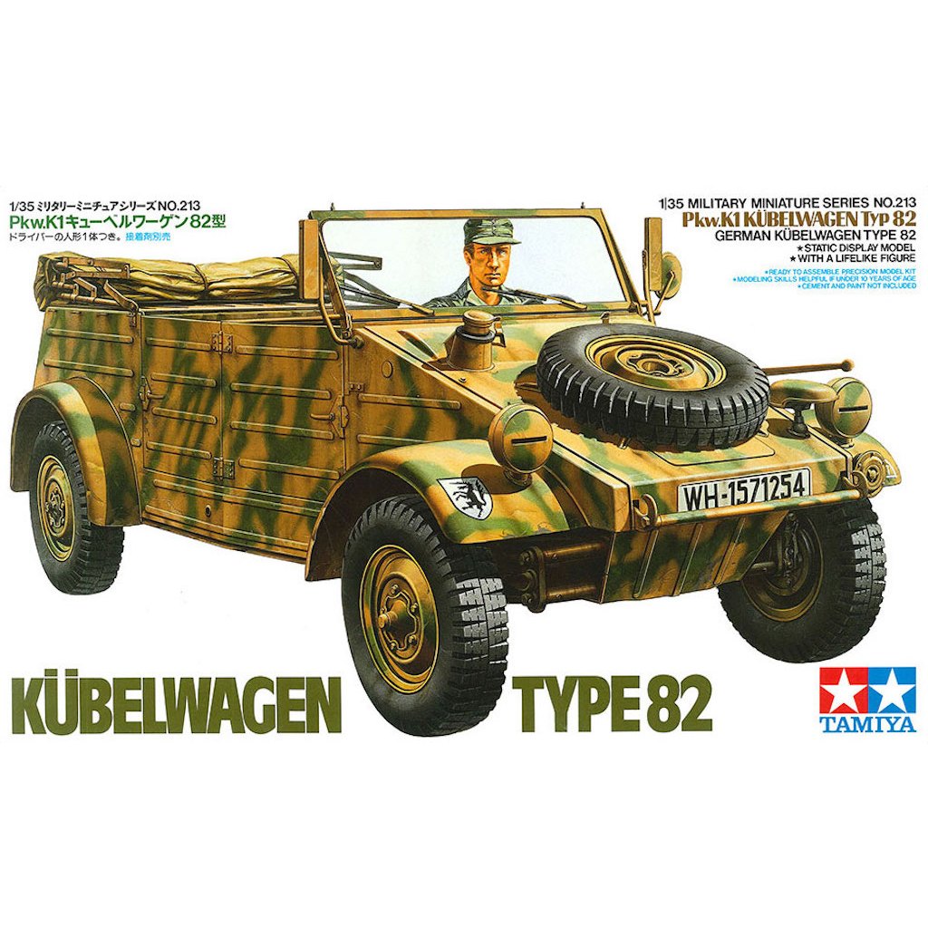 💥New💥🏆 TAMIYA 35213 ชุดประกอบจำลองมาตราส่วน 1:35 GERMAN KUBELWAGEN TYPE 82 ต้องไปสร้างและทำสีเอง