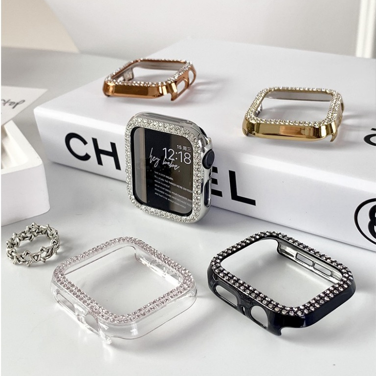 Case iWatch diamond เคสเพชร2แถว 41mm 45mm สำหรับแอปเปิ้ลวอช 44mm 40mm 38mm 42mm เคสนาฬิกาข้อมือประดับเพชร