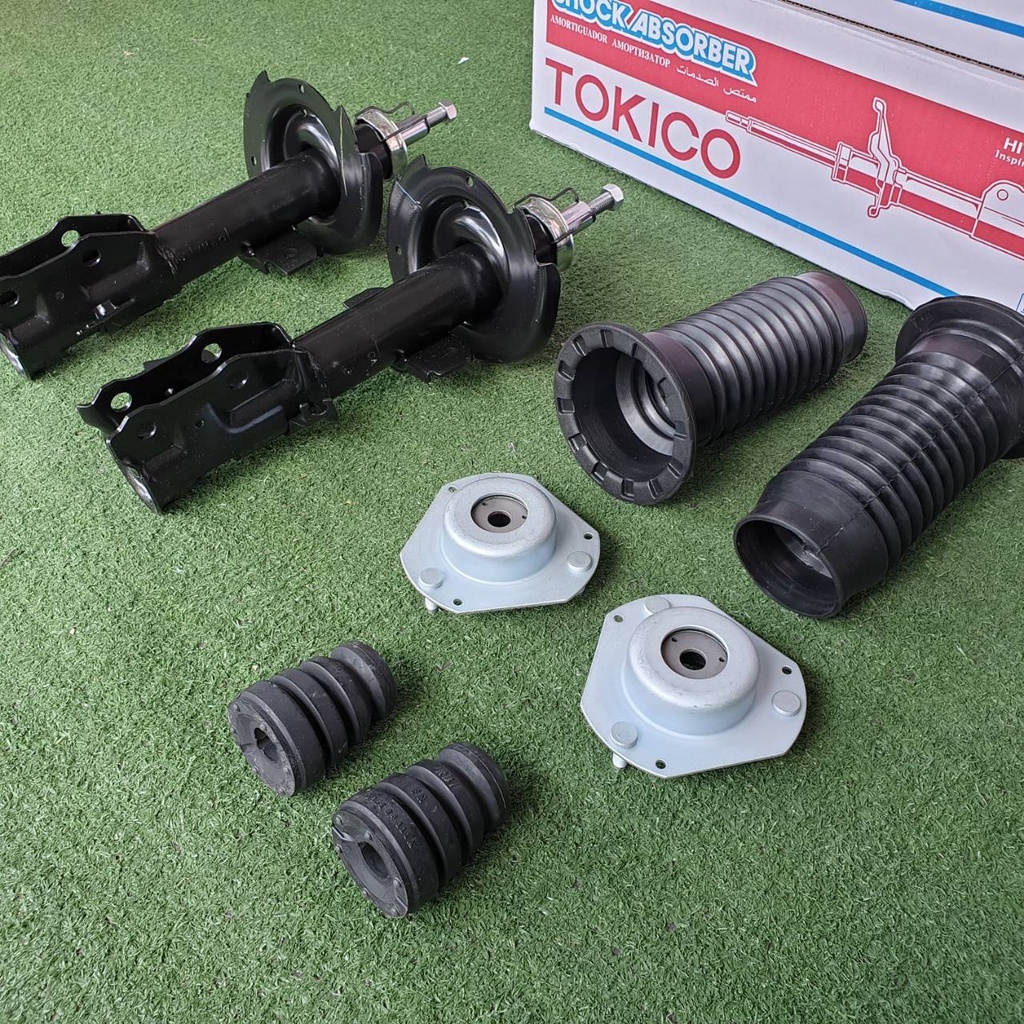 ยกเซ็ต!! TOKICO โช๊คหน้า MAZDA 2 ปี 06-13 ( โช๊คหน้า 1คู่ + เบ้าโช๊คหน้า 1คู่ + ยางกันฝุ่น 1คู่ +ยางกันกระแทกโช๊ค 1คู่ )