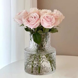 พร้อมส่งในไทย แจกันใส ใบใหญ่ ลายไม้สุดสวย เรียบยหรู ตกแต่งดอ…