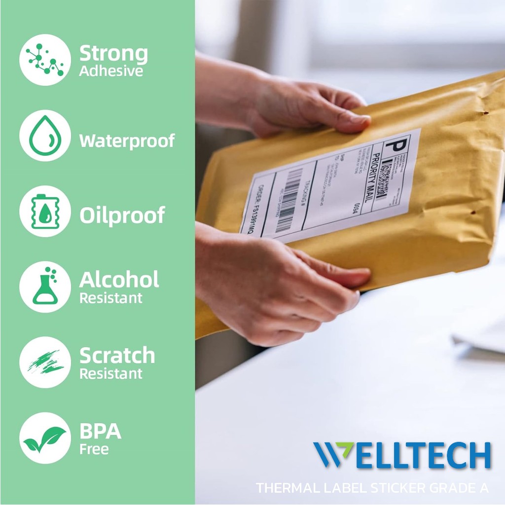 WELLTECH กระดาษปริ้น ใบปะหน้าพัสดุ 100x150 สติ๊กเกอร์ความร้อน Thermal Label 4*6 [ยกลัง 12 ม้วน] - รูปที่ 4