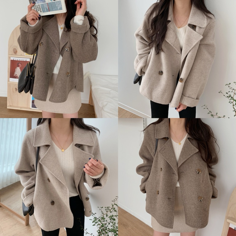 (C090) 𝐓𝐨𝐤𝐲𝐨 𝐖𝐨𝐨𝐥 𝐂𝐨𝐚𝐭 เสื้อโค้ท ทรงสั้น ผ้าวูล ขนาดฟรีไซส์ พร้อมส่ง 2 สี