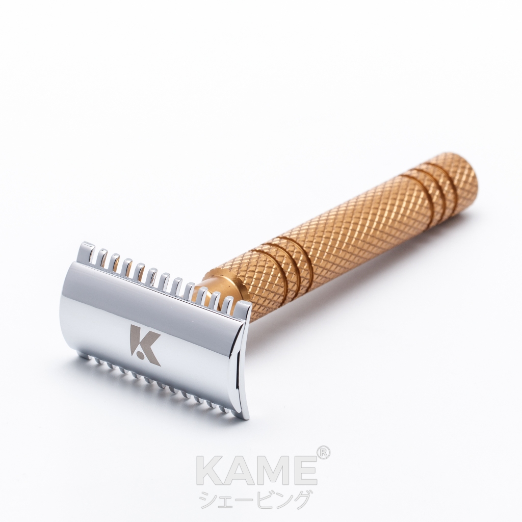 KAME (คาเมะ) รุ่น KMS95 ด้ามอลูมิเนียม สีทองสัมฤทธิ์ มีดโกนปลงผม สำหรับแม่ชีและพระสงฆ์ ไม่บาดศีรษะ ไ