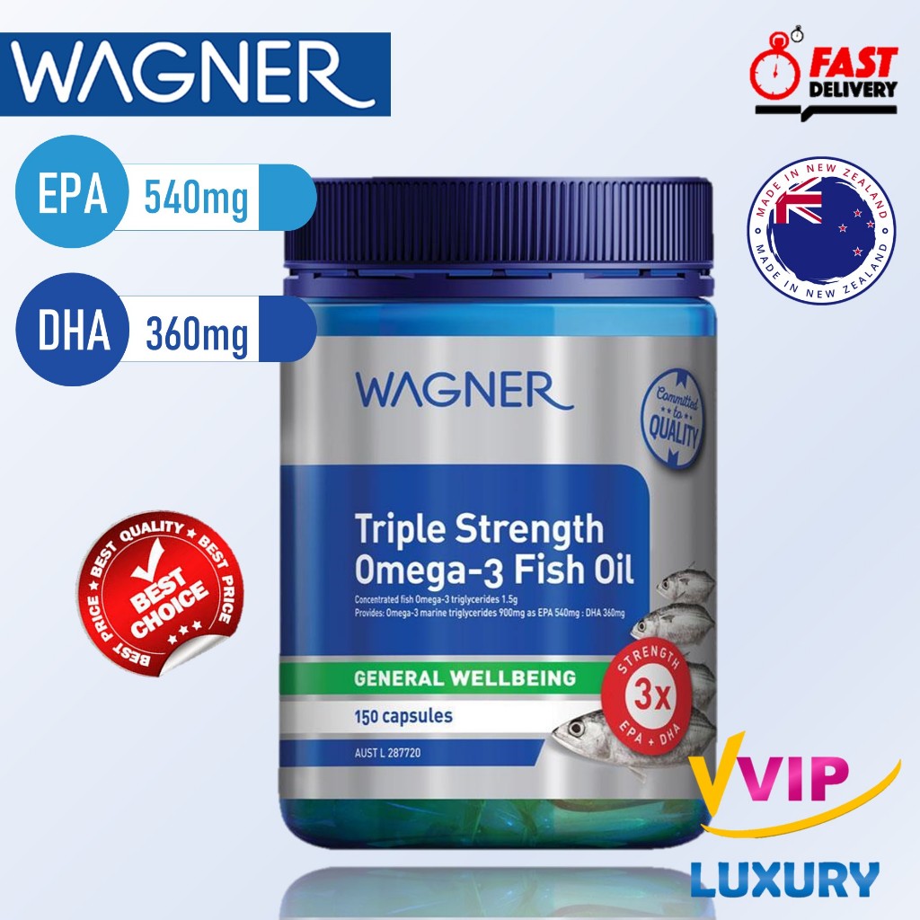 น้ำมันปลา Wagner Triple Strength Omega-3 Fish Oil 150 Capsules exp09.06.2026