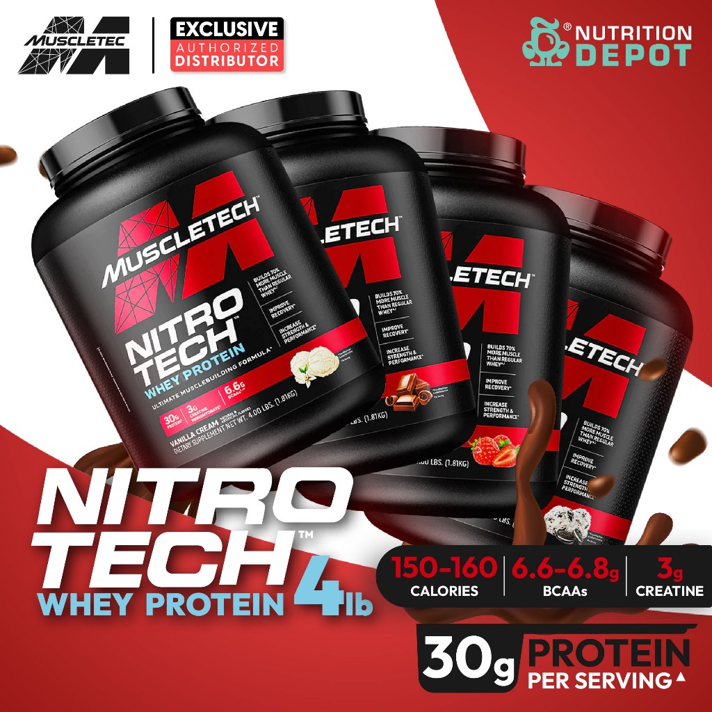 MuscleTech Nitro tech 4 lb - เวย์โปรตีนเสริมสร้างกล้ามเนื้อ