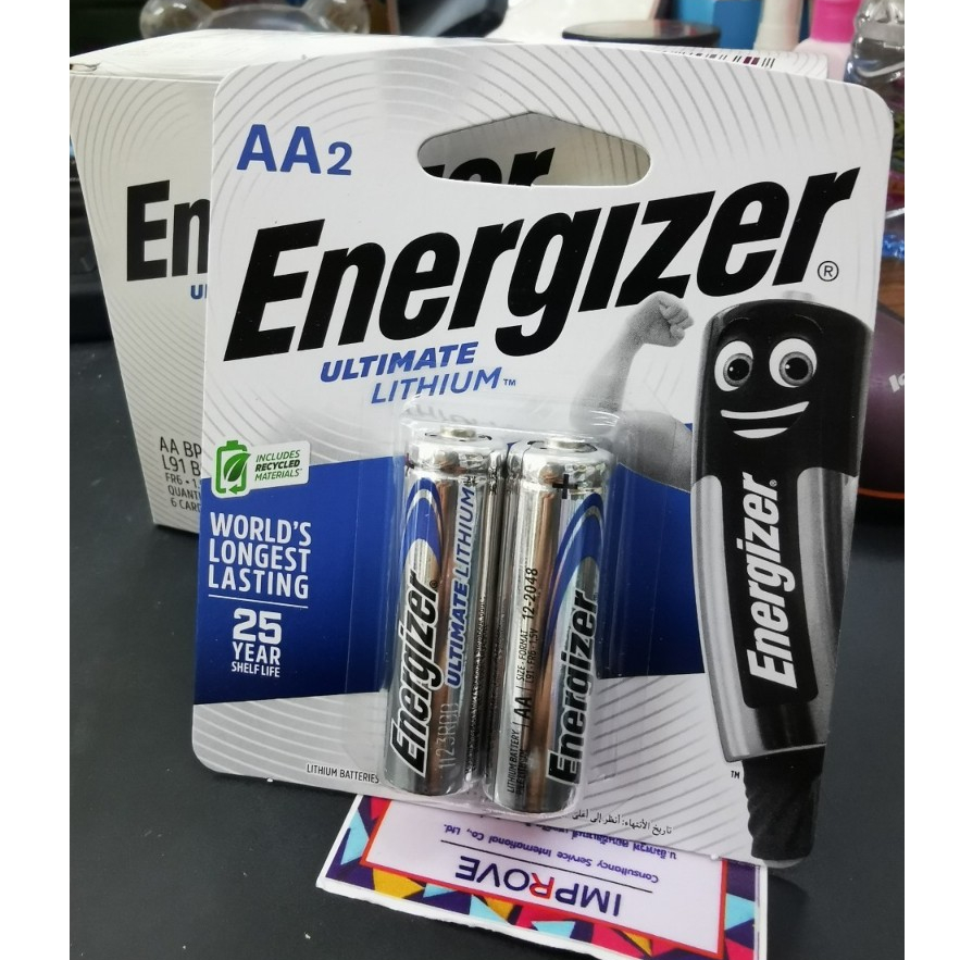 ถ่านลิเธี่ยม AA Energizer AA L91-RP2 ถ่าน Energizer ultimate Lithium Battery (Pack2) L91 ประกันศูนย์