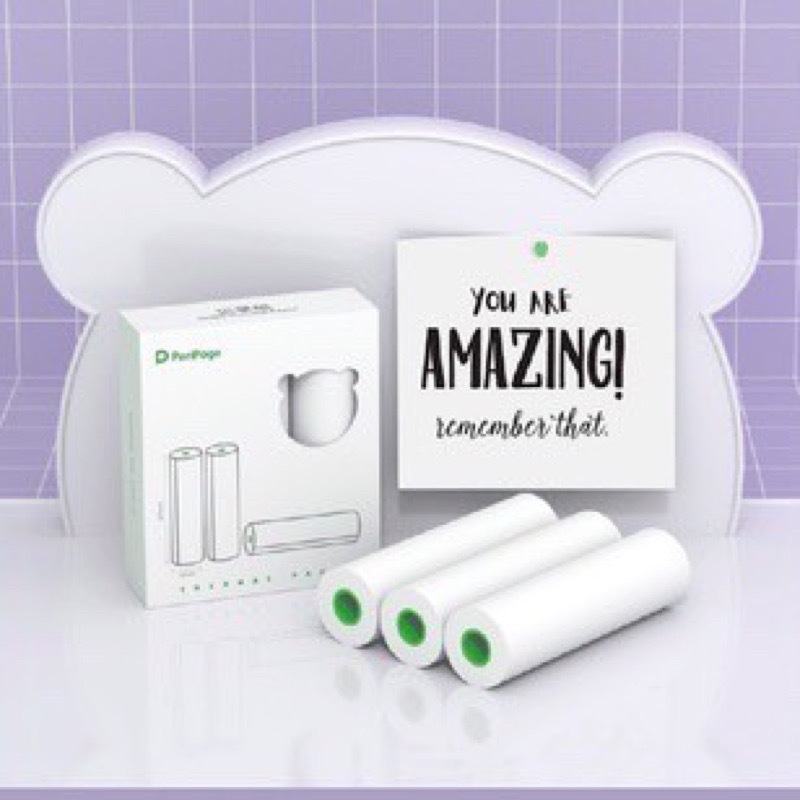 [ชุด 6 ม้วน] กระดาษความร้อนแบรนด์แท้ สำหรับ Peripage A9 max ,Paperang C1/ขนาด 107*30 mm.
