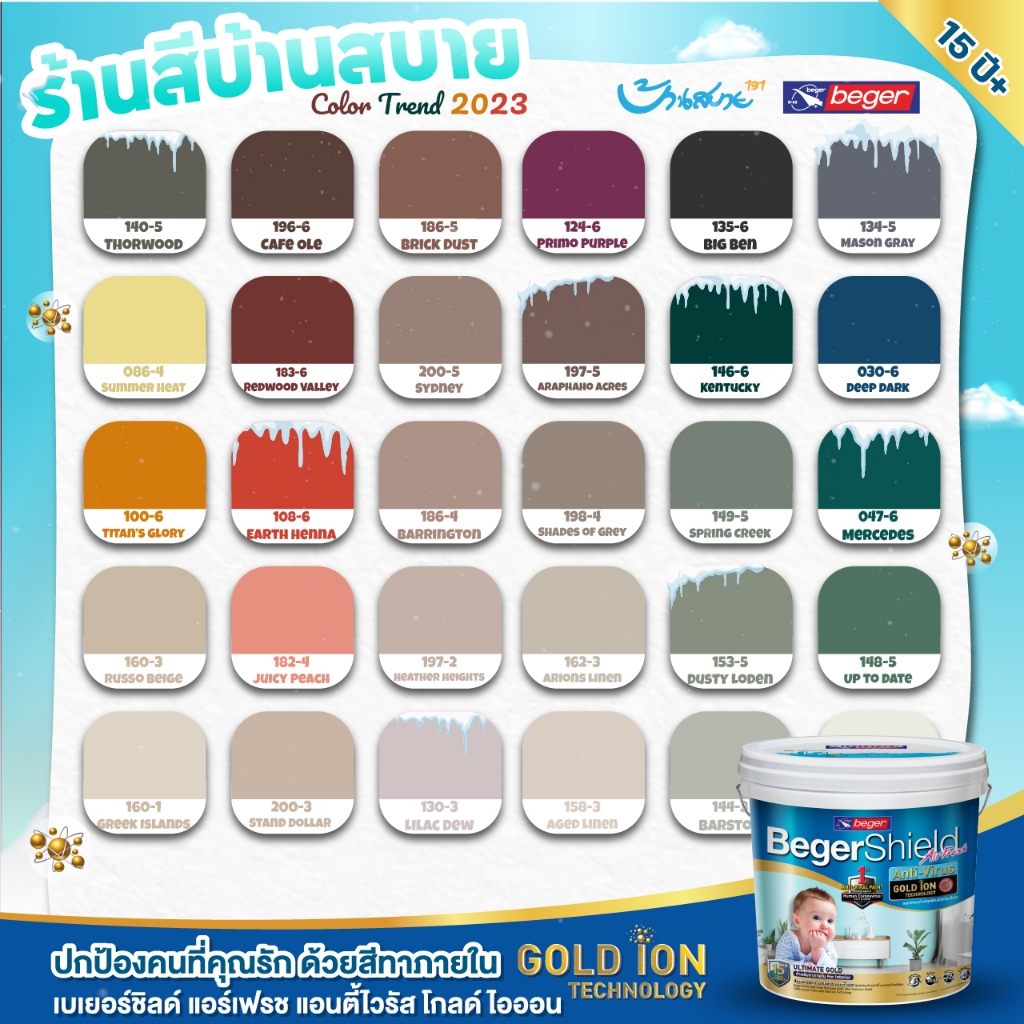BegerShield AirFresh เฉด 2023 ขนาด 9 ลิตร สีขาว เกรดสูงสุด ไร้กลิ่น เกรด 15 ปี ไร้กลิ่น แห้งไว ช่วยฟอกกาศ