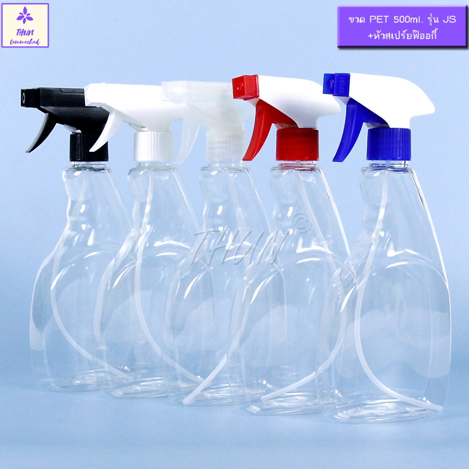 [10 ใบ] ขวดสเปร์ย ฟอกกี้ 500 ml ขวดแบนสีใส  + หัวฉีดฟอกกี้ คอ 28 – โปรปัง