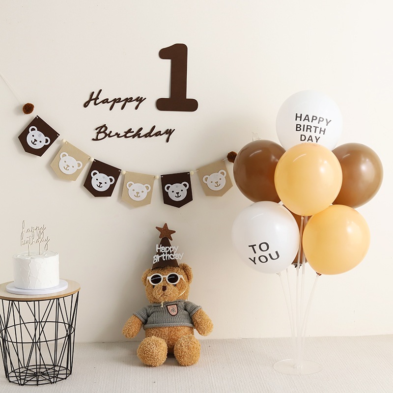 พร้อมส่งไทย 🇹🇭 ธงสำหรับตกแต่ง ลายหมี สไตล์มินิมอล เกาหลี - รูปที่ 4