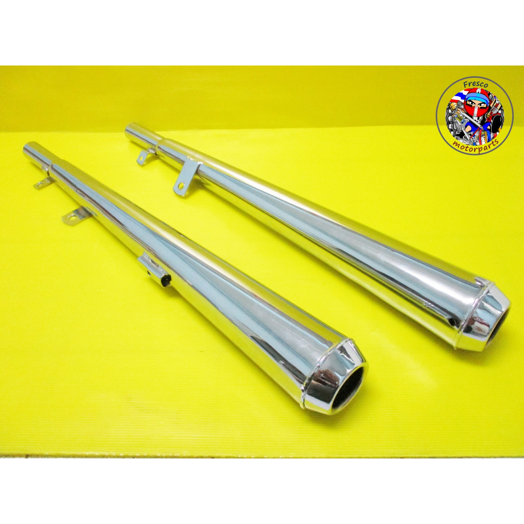 ท่อคู่ทรง PT HONDA CD125 CD175 CA175 Exhaust Muffler “Chrome”