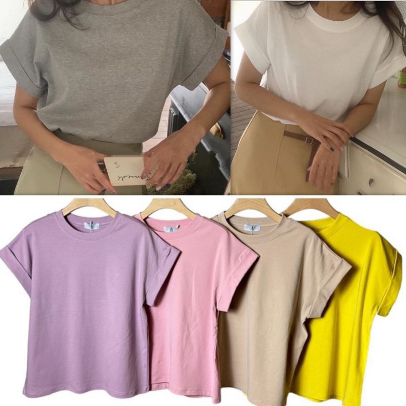 เสื้อยืดคอกลมทรงแขนเบิ้ลผ้าCottonเนื้อนิ่ม