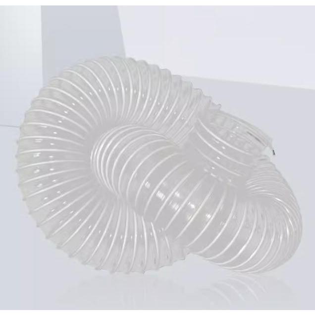 ท่อระบายอากาศ ท่อลูกฟูกลวดเหล็ก PVC สีขาวใส, ท่อกำจัดฝุ่น, ท่อสูญญากาศเครื่องจักรงานไม้ – โปรปัง
