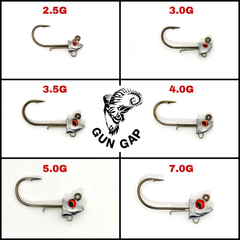 หัวจิ๊กตกปลา หัวจิ๊ก GUNGAP สำหรับปลายางและหนอนยาง