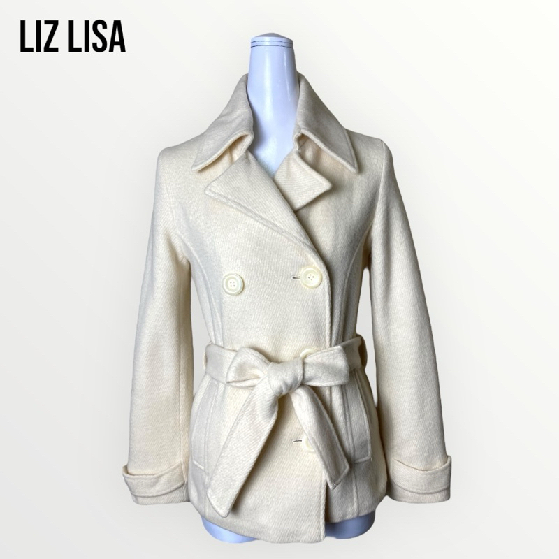 Liz Lisa เสื้อแจ็คเก็ตโค้ทผ้าวูลสีเบจ