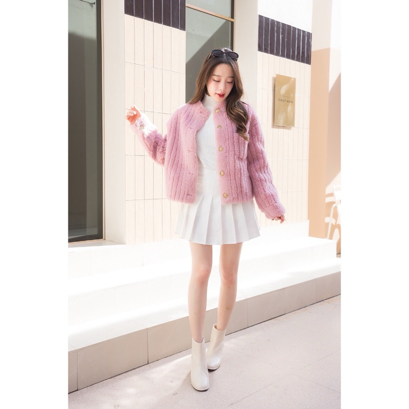 [ส่งต่อ‼️] Cute fleece sweater เสื้อกันหนาวผ้าขนแกะเทียม สีชมพู - จากร้าน VISA COAT
