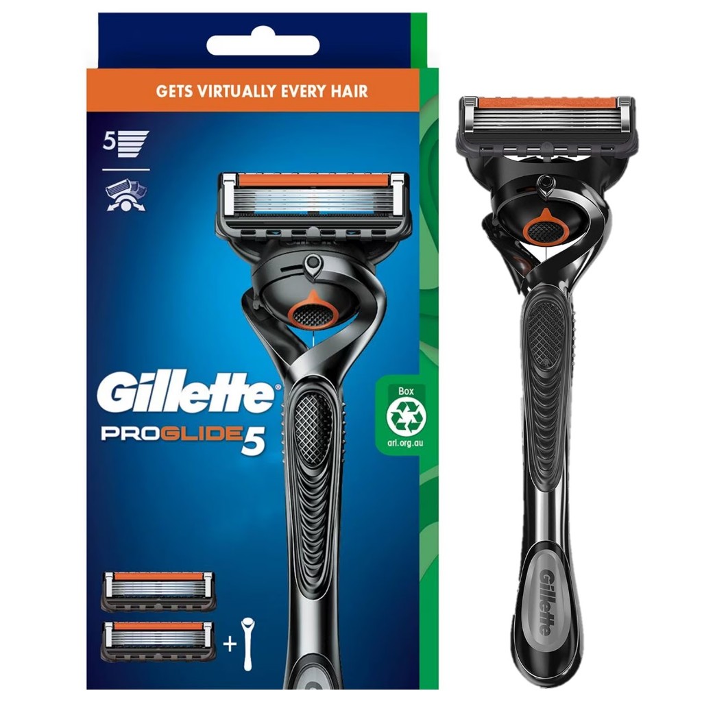 Gillette ProGlide 5 Razor for Men + 2 Blades with FlexBall Technology ชุดใบมีดโกนหนวดแบบ5ชั้นพร้อมด้