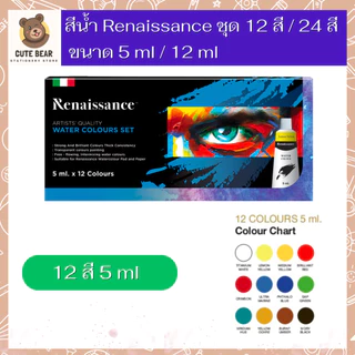 Renaissance ชุด เซ็ต สีน้ำ 12 สี / 24 สี Water colour สีน้ำ เรเนซองส์ ขนาด 5 ml / 12 ml เรนาซองซ์
