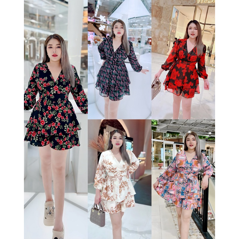 Hot Item จั๊มกระโปรงกางเกงแขนยาวบอลลูนสม๊อคปลายNo.30 #Maisie Shop