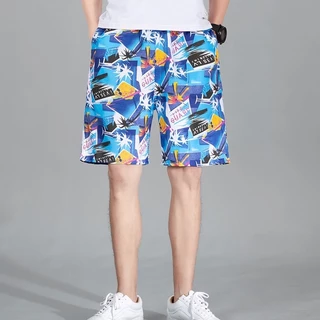 กางเกงขาสั้นลำลองฮาวาย ใส่ไปชายหาด ลายดอก เอวยางยืดมีเชือกผูก เนื้อผ้าใส่สบาย